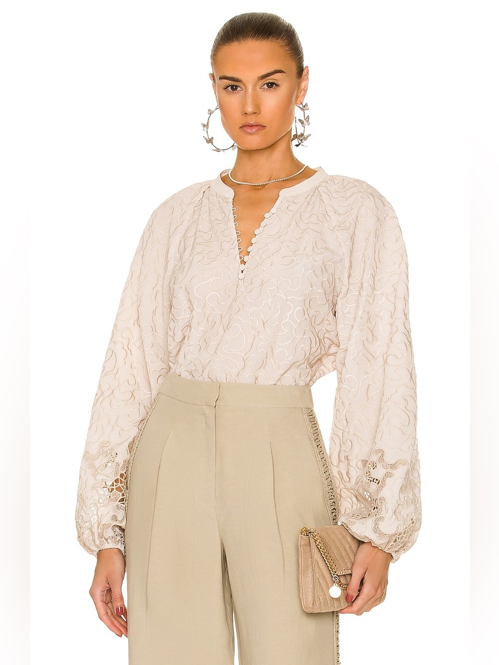 Jonathan Simkhai Jaid Embroidered Eyelet Blouse Size XS NEW Chantilly - Picture 3 of 10